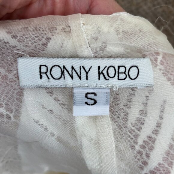 NWT RONNY KOBO Dabria Silk Lace Top in White  VERY RARE  SZ S - Picture 8 of 12